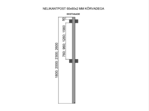 Puitaia post kõrvadega (60x60 mm)