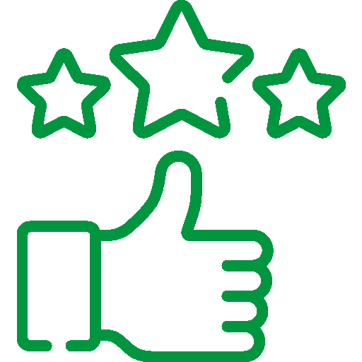 Roheline ikoon pöidla ja kolme tähega